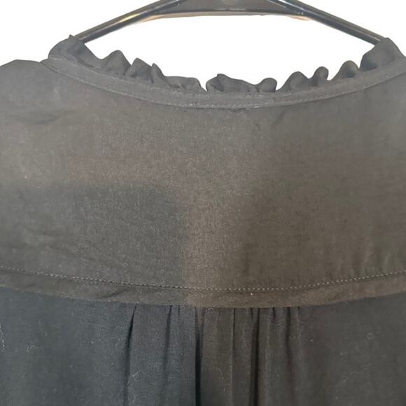 Meadow Rue Black Long Sleeve Layered Ruffled Front Tie Neck Blouse Women Sz S - Picture 9 of 12